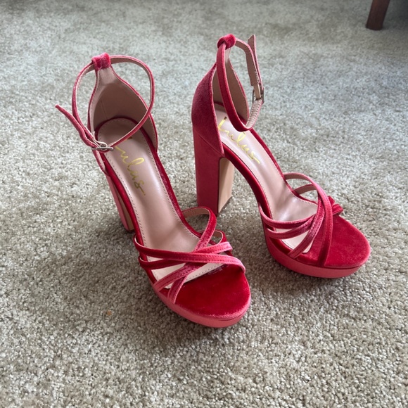 Yannie Rose Velvet Strappy Platform High Heel Sandals - Picture 2 of 5